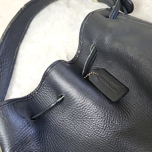 Vintage Coach Legacy leather bucket bag tote draw string shoulder purse BLACK - Picture 13 of 15